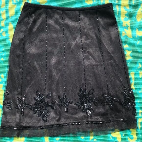 Ann Taylor Sequin A Line Floral Print Formal Skirt Size 4 - Picture 1 of 7